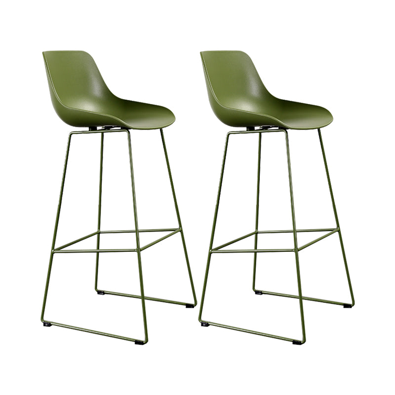 Contemporary Plastic Low Back Armless Bar Stool with Metal Base