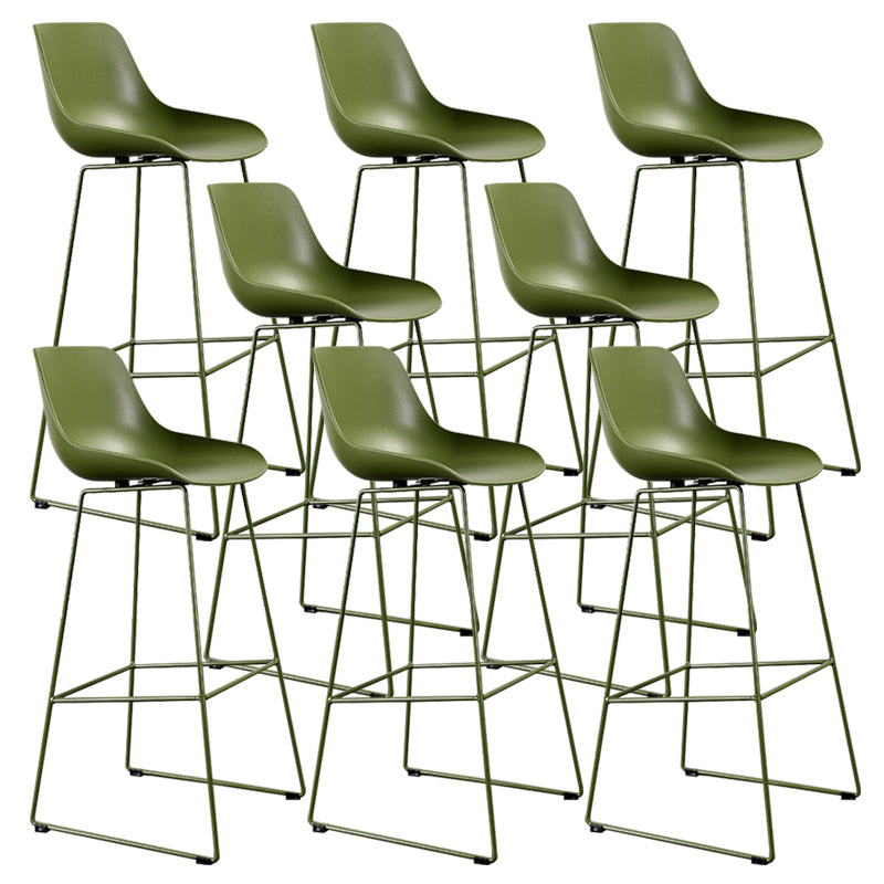 Contemporary Plastic Low Back Armless Bar Stool with Metal Base