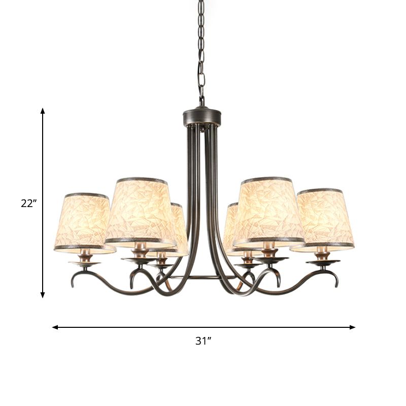 Conola in tessuto Lampadario leggero stile classico Stile 6 teste Sala da pranzo Down Lighting Ciondolo in argento/blu/bianco e argento
