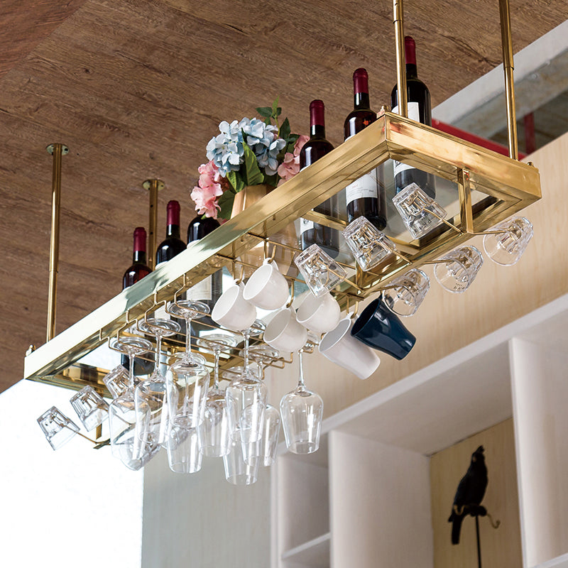 Glam Style Metal Hanging Wine Rack Kit in Gold -47.24" x 13.8" x 6.7"