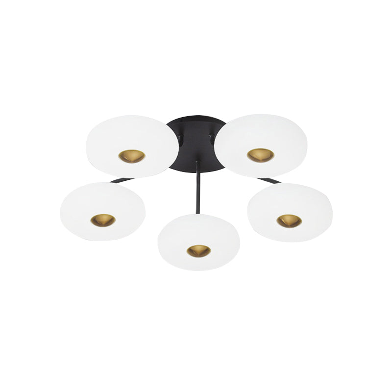 Plafonnier LED moderne et élégant en forme de beignet, semi-monté, en acrylique, pour salon, noir et blanc