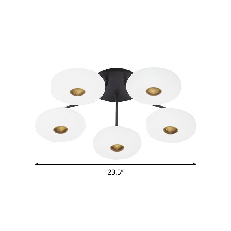 Plafonnier LED moderne et élégant en forme de beignet, semi-monté, en acrylique, pour salon, noir et blanc