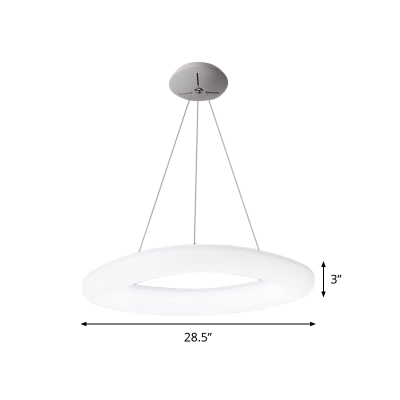 Courbe fermé LED Hanging Light minimalisme acrylique salle à manger Pendant le plafond en blanc