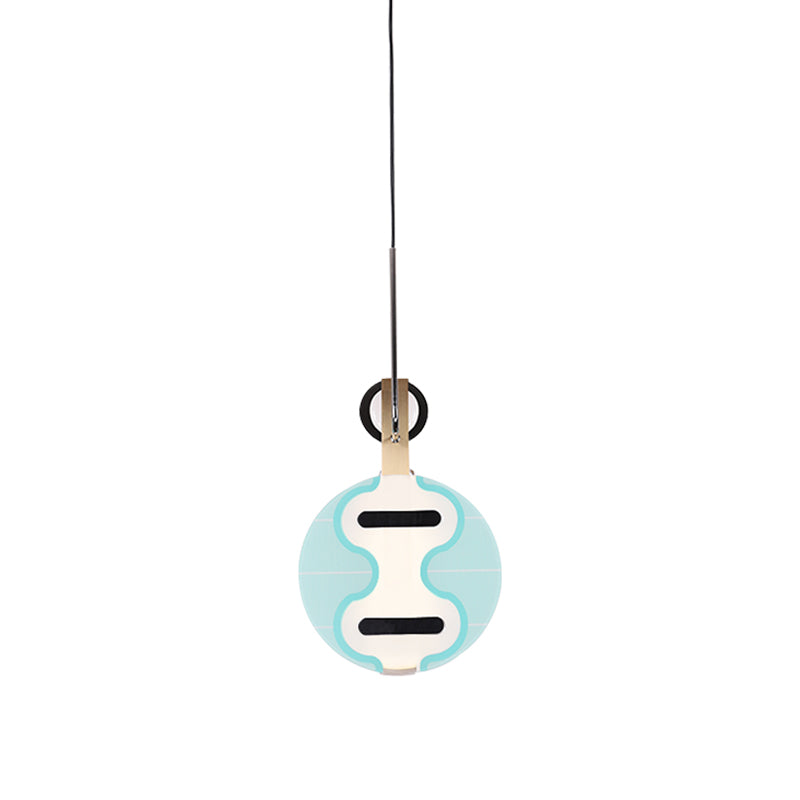 Thin Lute Down Lighting Pendant Modern Creative Acrylic Bedroom LED Ceiling Light in Blue