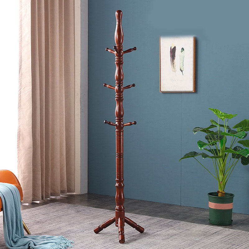 Contemporary Coat Rack Solid Wood Clothes Hanger for Living Room