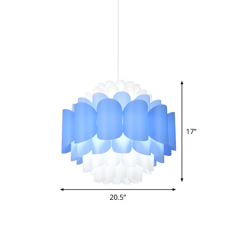 Blue Layered Floral Pendant Lighting Modernist Acrylic LED Hanging Ceiling Light for Restaurant