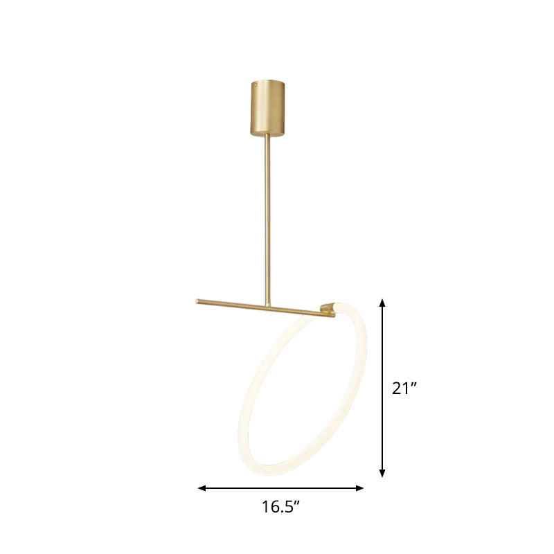 Plafonnage du cerceau pendant à lampe en acrylique et à la LED d'or Aménagement d'éclairage en suspension sur la table