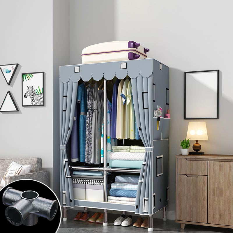 Contemporary Style Wardrobe Armoire Wood Armoire with Clothes Rail for Bedroom