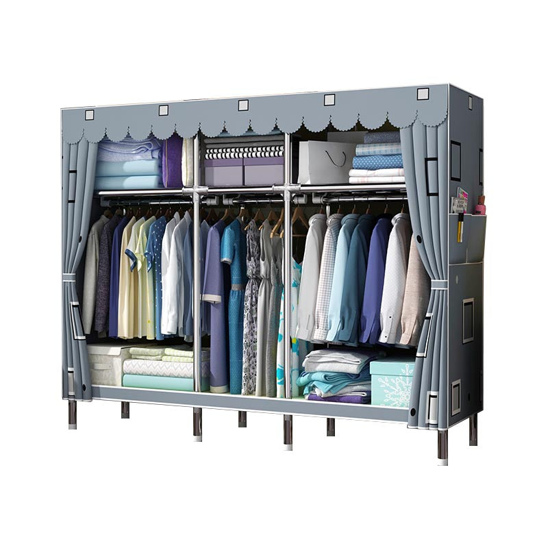 Contemporary Style Wardrobe Armoire Wood Armoire with Clothes Rail for Bedroom