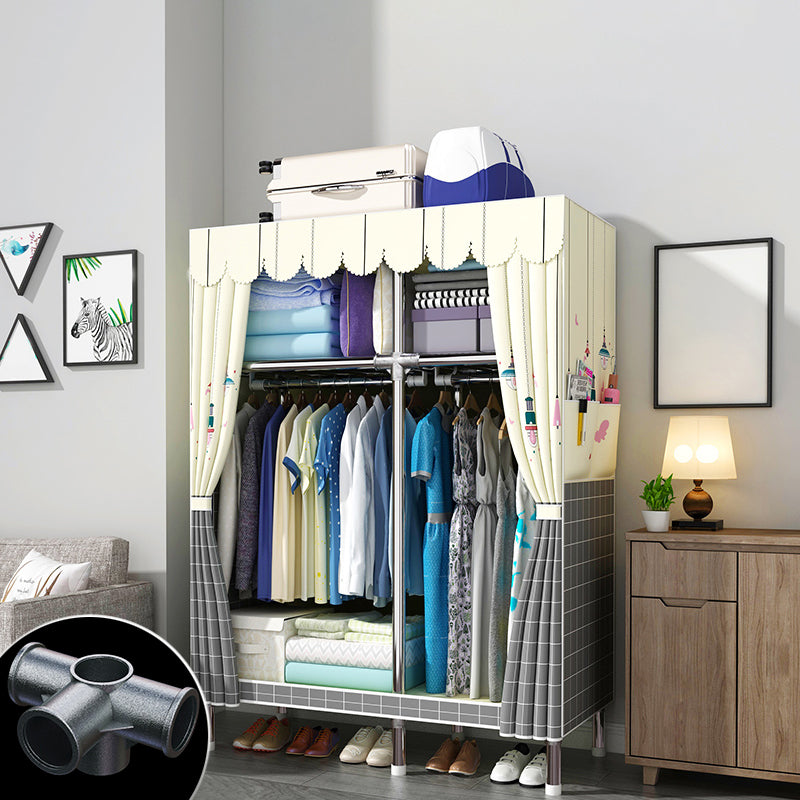 Contemporary Style Wardrobe Armoire Wood Armoire with Clothes Rail for Bedroom