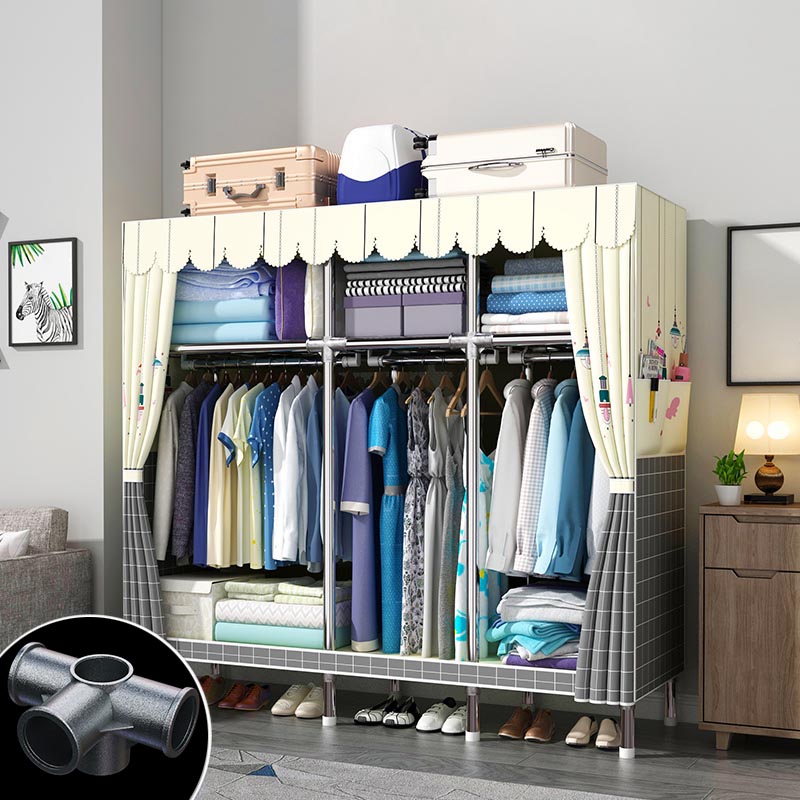 Contemporary Style Wardrobe Armoire Wood Armoire with Clothes Rail for Bedroom