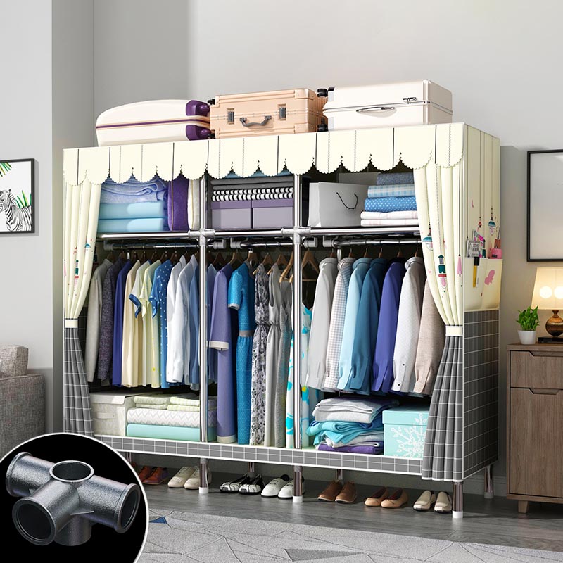Contemporary Style Wardrobe Armoire Wood Armoire with Clothes Rail for Bedroom