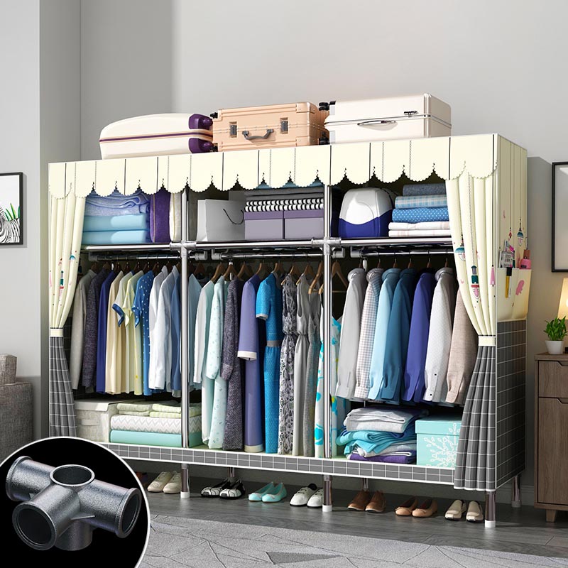 Contemporary Style Wardrobe Armoire Wood Armoire with Clothes Rail for Bedroom