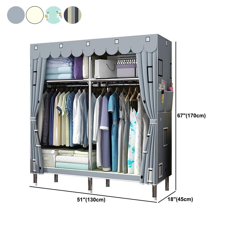 Contemporary Style Wardrobe Armoire Wood Armoire with Clothes Rail for Bedroom