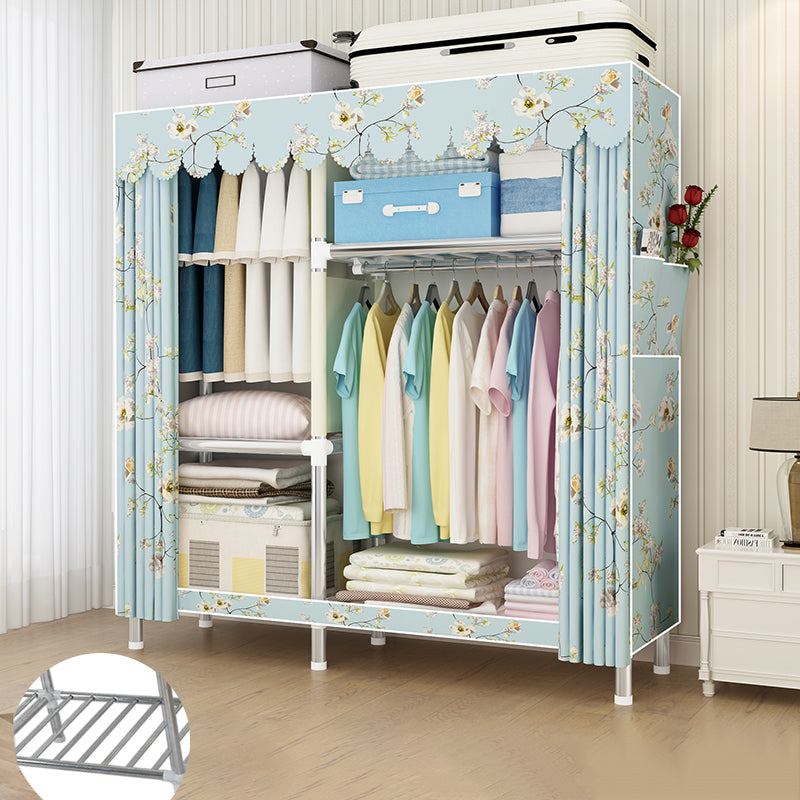 Contemporary Wardrobe Armoire Metal Armoire with Garment Rod for Home