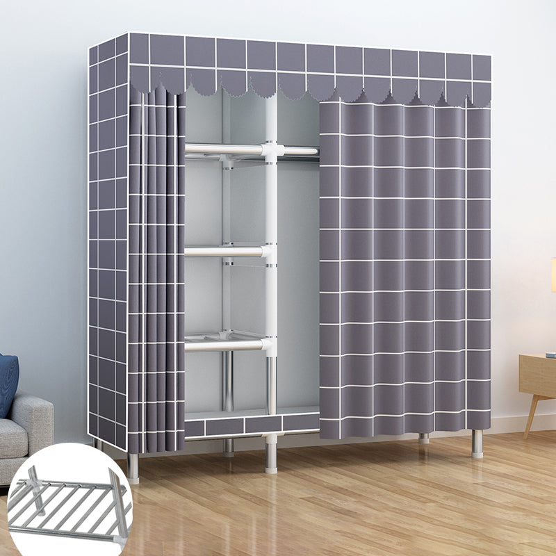 Contemporary Wardrobe Armoire Metal Armoire with Garment Rod for Home