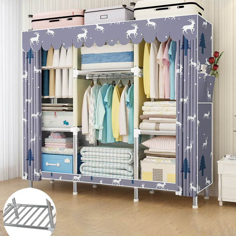 Contemporary Wardrobe Armoire Metal Armoire with Garment Rod for Home