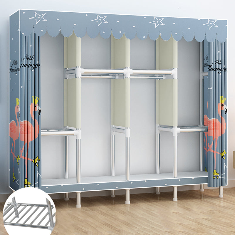 Contemporary Wardrobe Armoire Metal Armoire with Garment Rod for Home