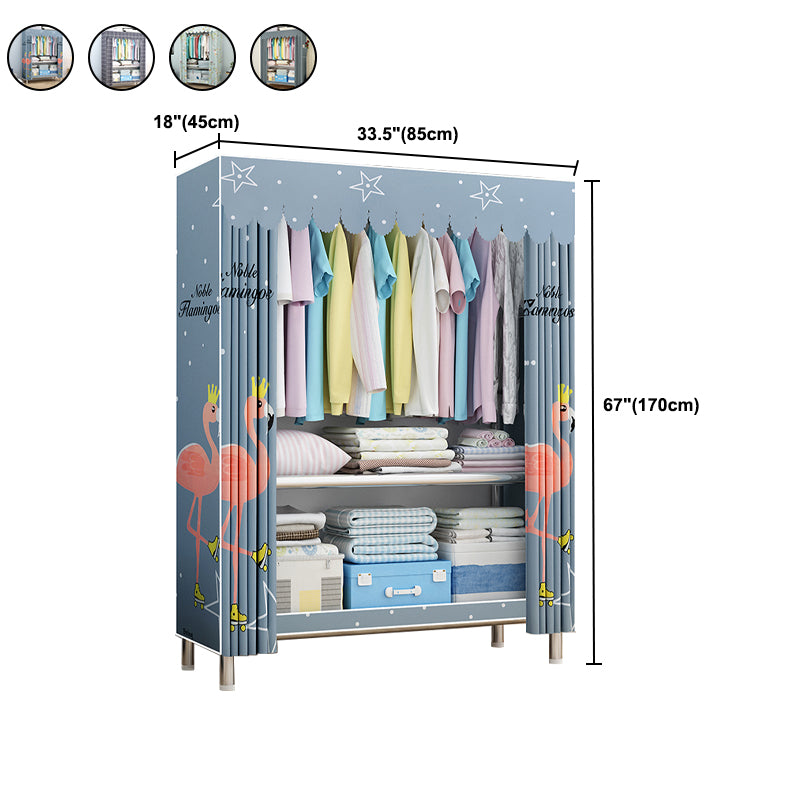 Contemporary Wardrobe Armoire Metal Armoire with Garment Rod for Home