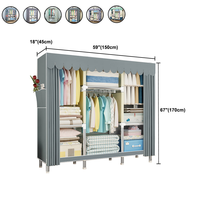 Contemporary Wardrobe Armoire Metal Armoire with Garment Rod for Home
