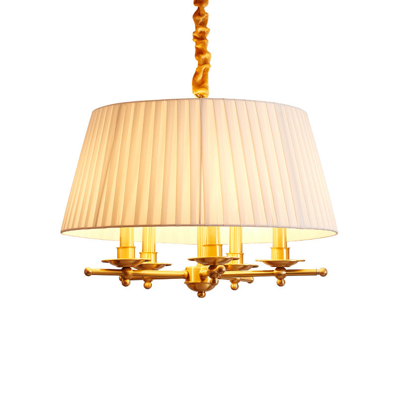 Lampadario a ciondolo in ottone in ottone lampadario impero ombreggiato a 5 teste di luce a tradizionale soffitto appeso