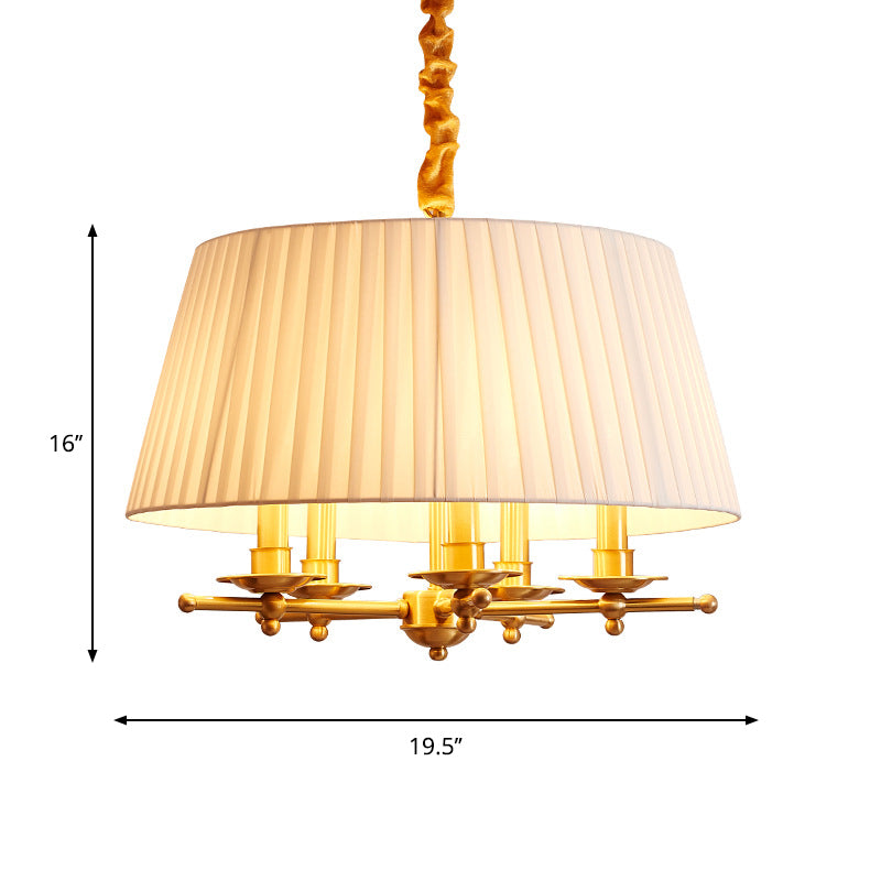 Lampadario a ciondolo in ottone in ottone lampadario impero ombreggiato a 5 teste di luce a tradizionale soffitto appeso