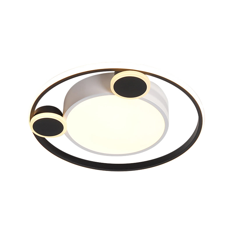 White and Black Circle Ceiling Flush Nordic 16.5"/20.5" W LED Acrylic Flush Mount Lighting in White/Warm Light