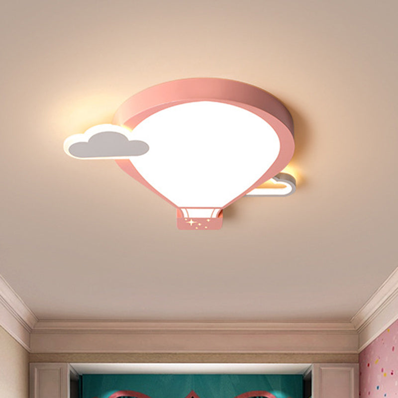 Roze/blauw Hete Lucht Ballon Plafond Gemonteerd Licht Cartoon 18 "/21.5" Breed LED Metallic Flushmount Lamp