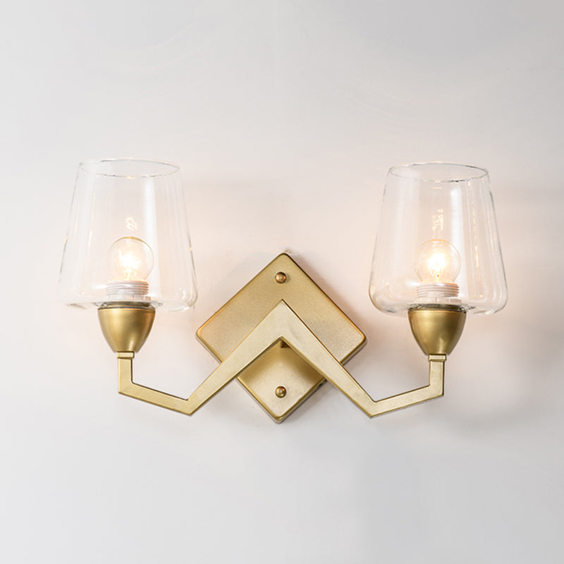 Afgeknotte kegel schaduw wandlamp midden-eeuws rook/helder glas