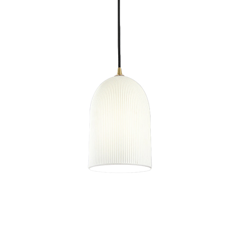 1 Glühbirnenschlafzimmer -Pendel leichter minimalistischer schwarzer Anhänger mit glocken weißer Glasschatten