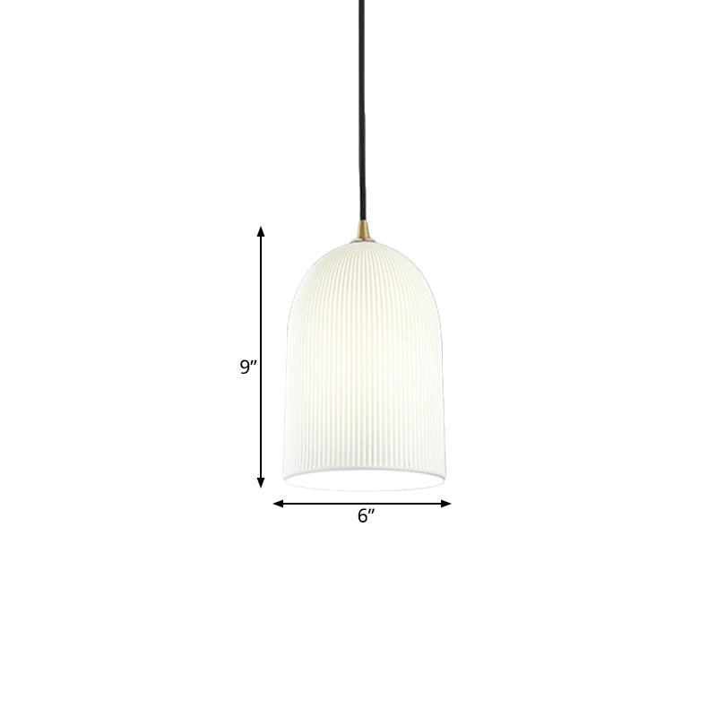 1 Glühbirnenschlafzimmer -Pendel leichter minimalistischer schwarzer Anhänger mit glocken weißer Glasschatten