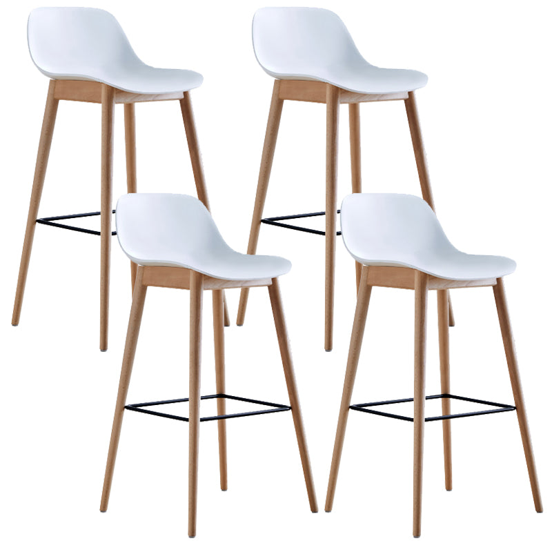 Contemporary Acrylic Backrest Counter High Stool with Wooden Base