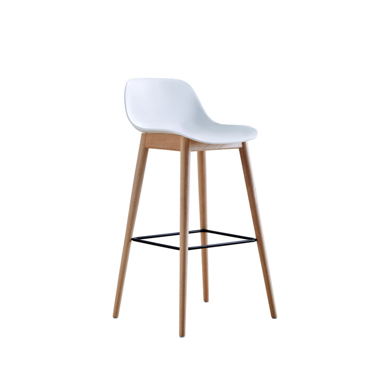 Contemporary Acrylic Backrest Counter High Stool with Wooden Base