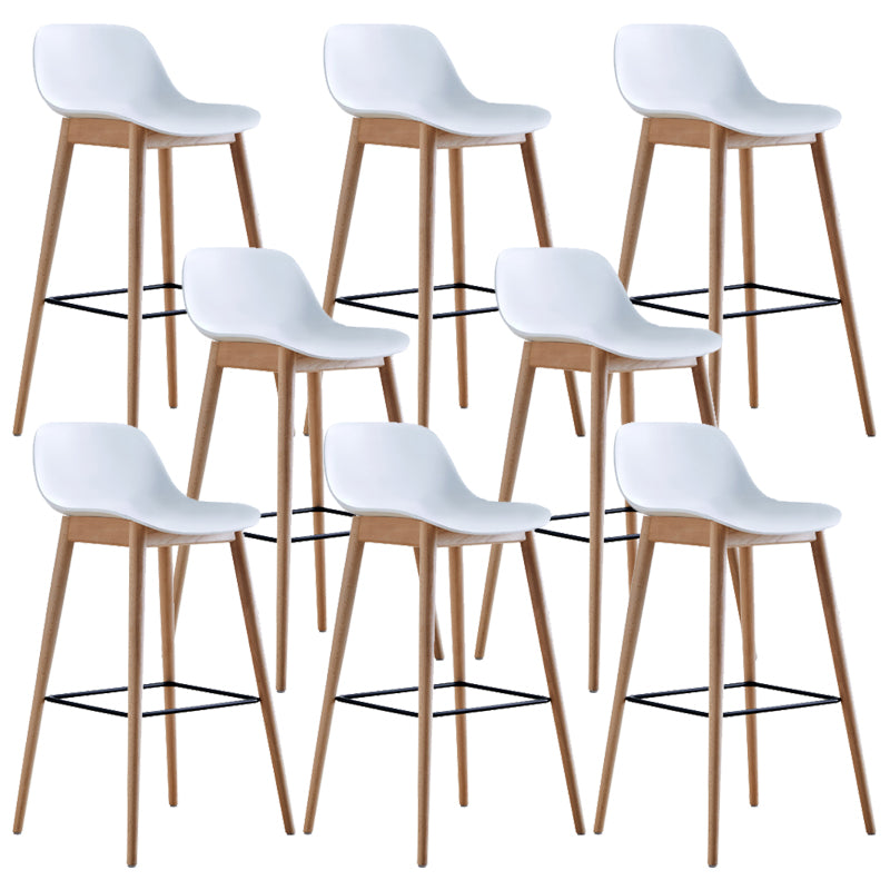 Contemporary Acrylic Backrest Counter High Stool with Wooden Base