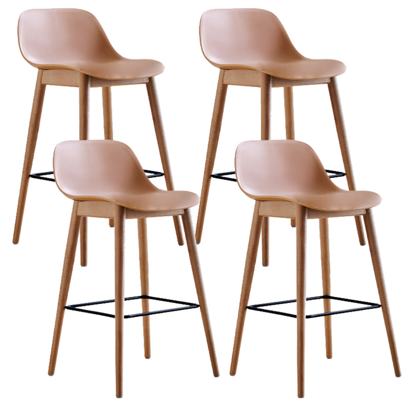 Contemporary Acrylic Backrest Counter High Stool with Wooden Base