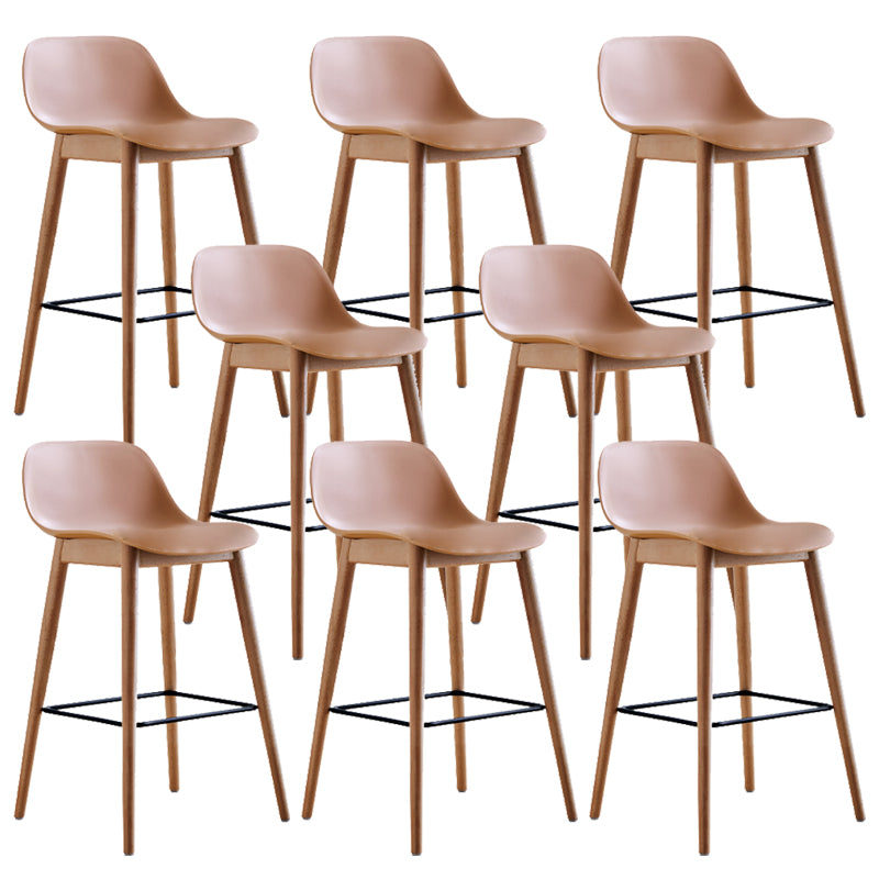 Contemporary Acrylic Backrest Counter High Stool with Wooden Base