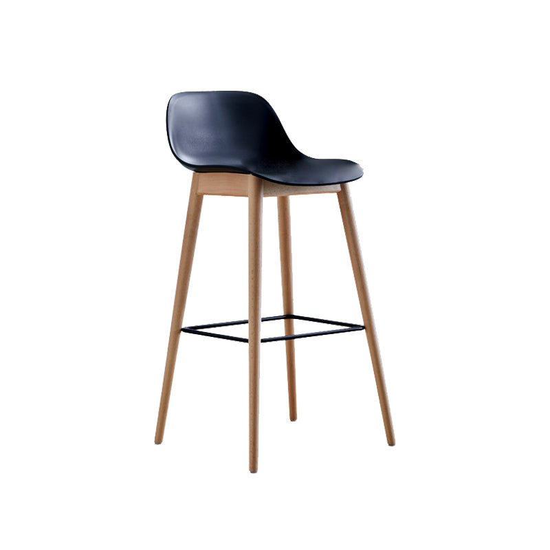 Contemporary Acrylic Backrest Counter High Stool with Wooden Base