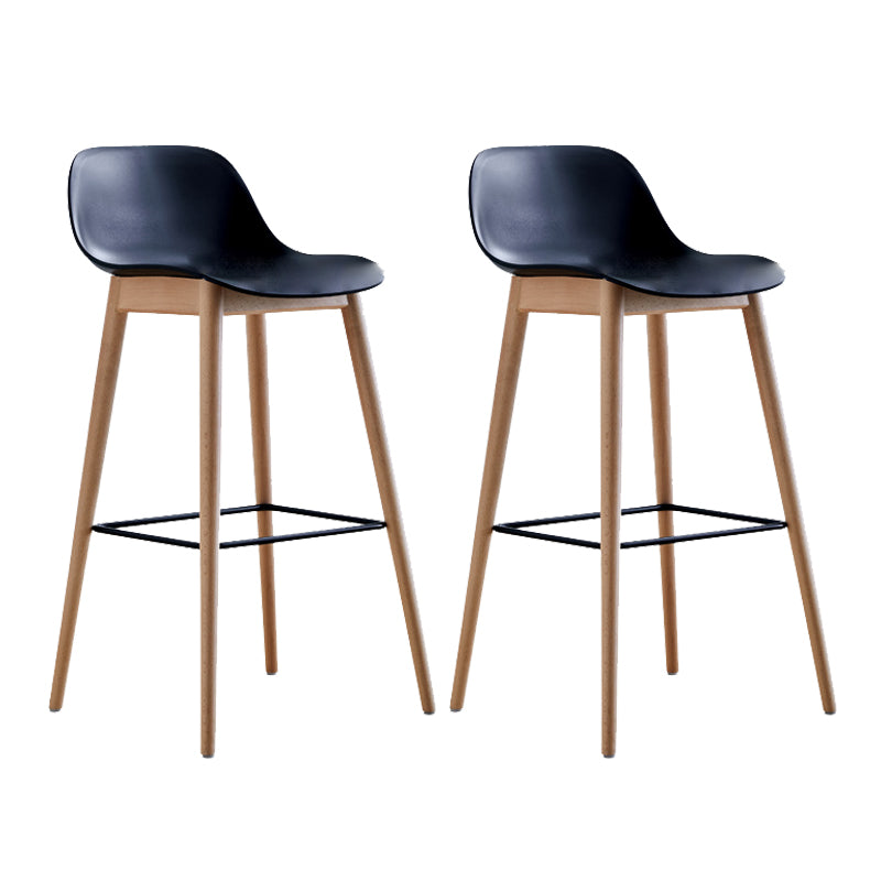 Contemporary Acrylic Backrest Counter High Stool with Wooden Base