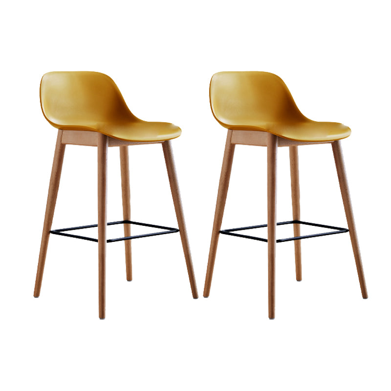 Contemporary Acrylic Backrest Counter High Stool with Wooden Base