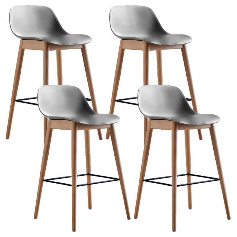 Contemporary Acrylic Backrest Counter High Stool with Wooden Base