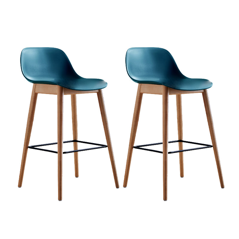 Contemporary Acrylic Backrest Counter High Stool with Wooden Base