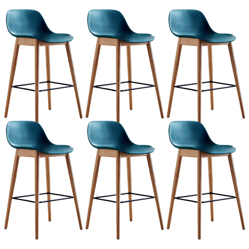 Contemporary Acrylic Backrest Counter High Stool with Wooden Base