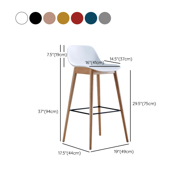 Contemporary Acrylic Backrest Counter High Stool with Wooden Base