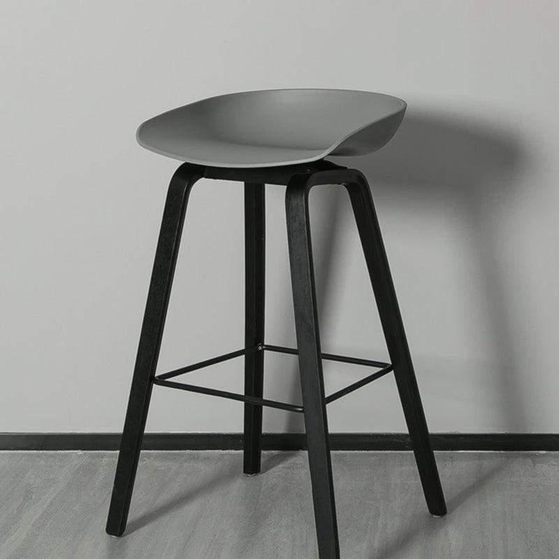 Contemporary Plastic Bucket Bar Stool with Beech Solid Wood Base