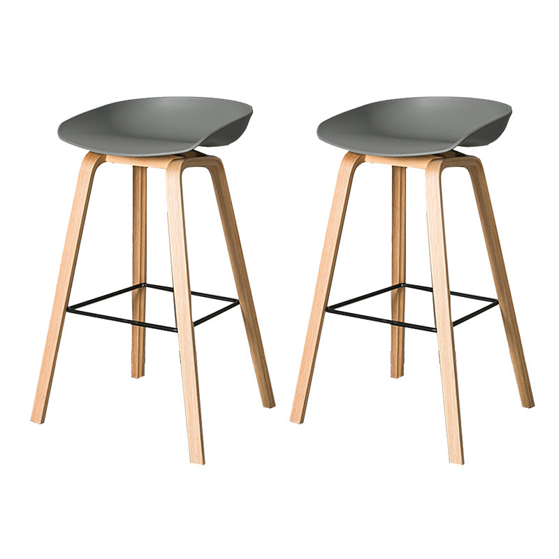 Contemporary Plastic Bucket Bar Stool with Beech Solid Wood Base
