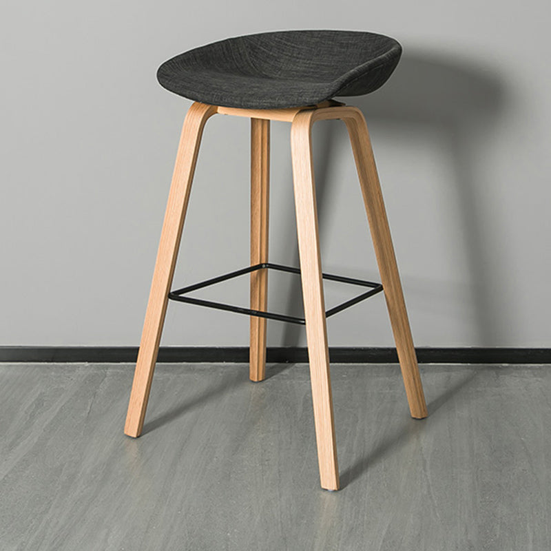 Contemporary Plastic Bucket Bar Stool with Beech Solid Wood Base