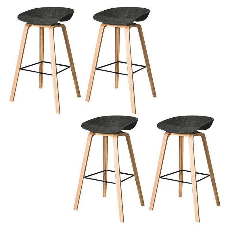 Contemporary Plastic Bucket Bar Stool with Beech Solid Wood Base