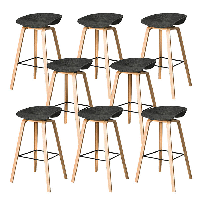 Contemporary Plastic Bucket Bar Stool with Beech Solid Wood Base