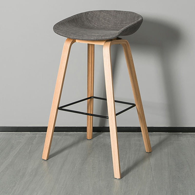 Contemporary Plastic Bucket Bar Stool with Beech Solid Wood Base