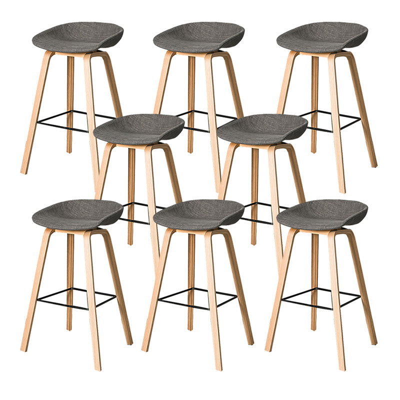 Contemporary Plastic Bucket Bar Stool with Beech Solid Wood Base